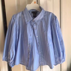Aqua -Cropped Striped Shirt